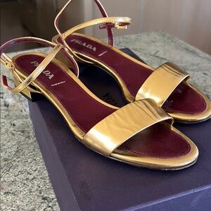 Prada Metallic Gold Women's Sandals